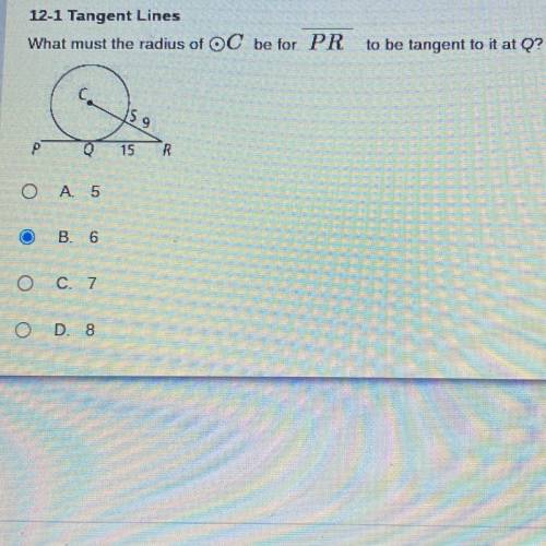 What must the radius of ⊙C be for PR to be tangent to it at Q?