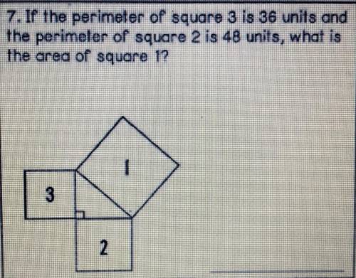 If the perimeter of square 3 is 36 units and the perimeter of square 2 is 48 units, what is the are