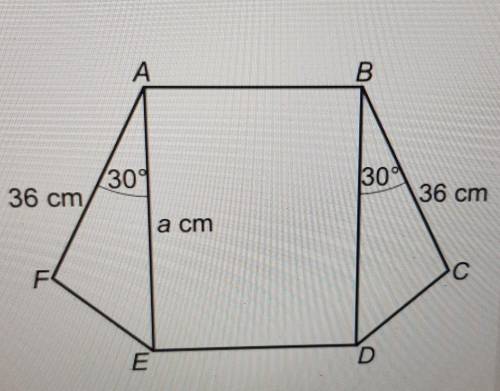 The diagram shows a rectangle, ABDE, and

two congruent triangles, AFE and BCD.The area of rectang