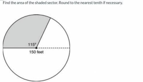 Find the area of the shaded sector