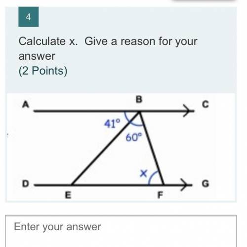 Calculate x give a reason for your answer