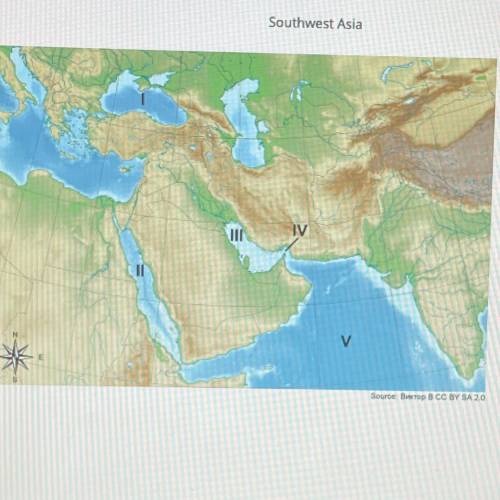 HELPPPPPPPP

One of the numerals on the map marks the Red Sea. Which statement about the Red Sea's