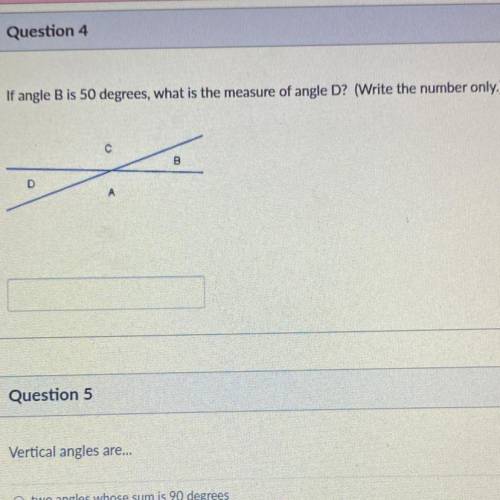 If b is 50 degrees, what is the measure of angle d? (Write the number only)