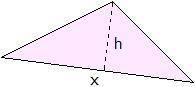 If x = 11 units and h = 7 units, then what is the area of the triangle shown?

A. 
77 square units