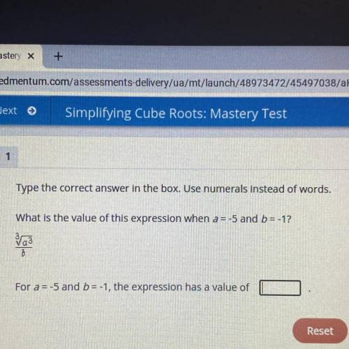 1

Type the correct answer in the box. Use numerals instead of words.
What is the value of this ex