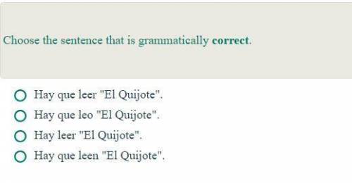 PLEASE HELP SPANISH MIDTERM
Which one is grammatically correct