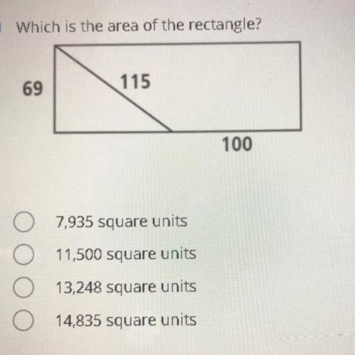 Which is the area of the rectangle?

0:7.935 square units
0:11,500 square units
0:13,248 square un