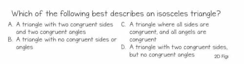 I know an isosceles triangle has 2 congruent (equal) sides but does it have any equal angles?