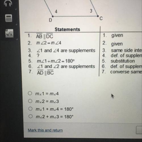 Please help given: AB || DC and m<2=m<4
Prove: AD|| BC