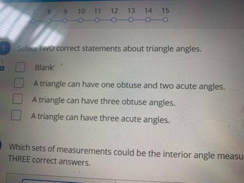Select two correct statements about triangle angles
