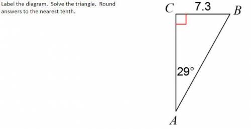 Solve the triangle. Round answers to the nearest tenth.