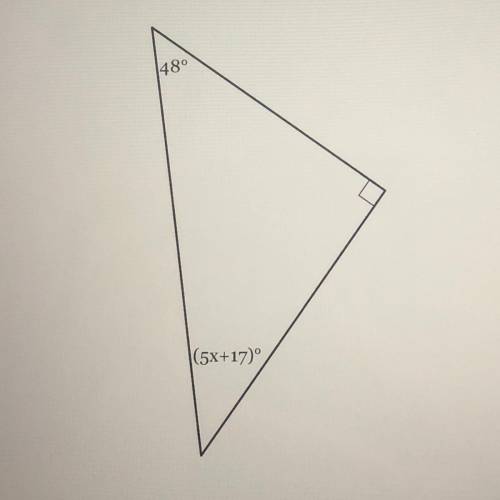 The measures of the angle of a triangle are shown on the figure below. Solve for X.