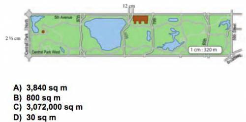 Central Park is a rectangular park in New York City, NY. A scale drawing of the park is shown below
