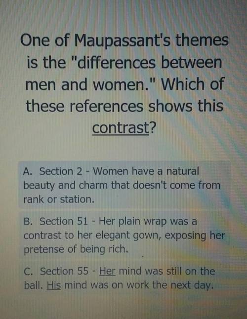 One of Maupassant's themes is the differences between men and women. Which of these references sh