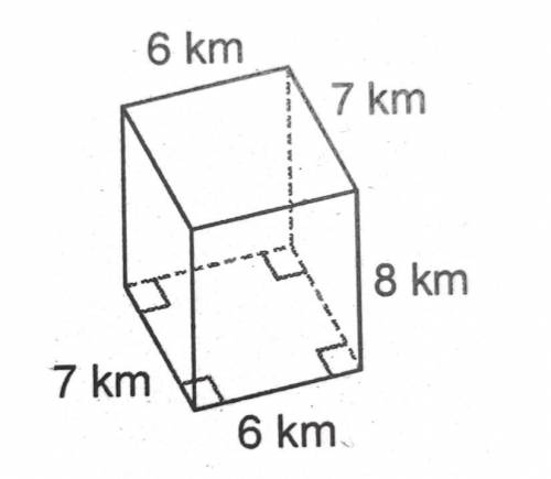 Find the lateral surface area of the rectangular prism

A)117 km2
B)239 km2
C)311 km2
D)208 km2
