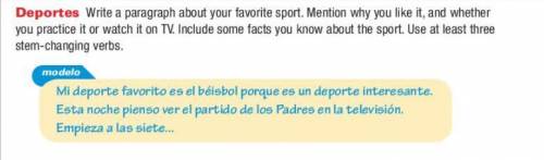 Write about your favorite sport in Spanish! Write as much as you can in about 4-5 sentences! :)