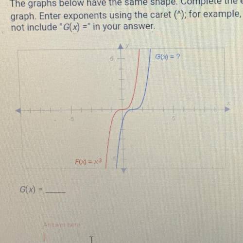 Question 5 of 8

The graphs below have the same shape. Complete the equation of the blue
graph. En