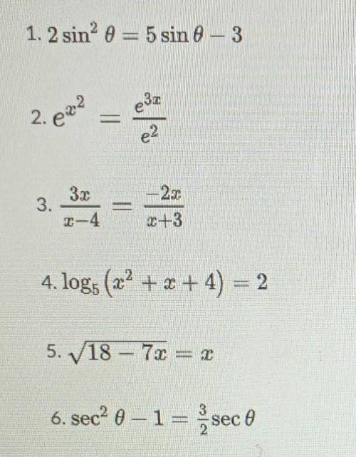 Solve the following 6 equations in order explaining in detail the steps taken. Then reflect in a sh