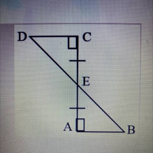 Prove that triangle CDE and triangle BAE are congruent using statement and reason method

given: C
