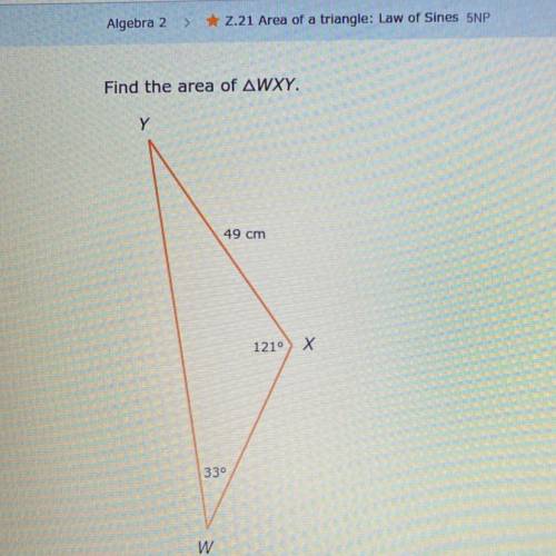 Solve using law of sines, find the area of wxy.