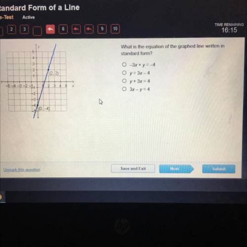 HELP again…
What’s is the equation of the graphed line written in standard form
