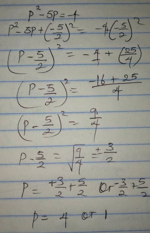 Solve each equation by completing the square. If necessary, round to the nearest hundredth.

8. p 2