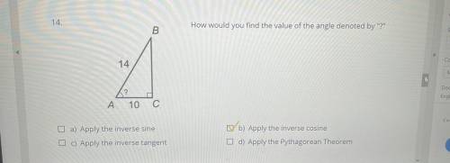 14) help I just need to show the work I know the answer

how would you find the value of the angle