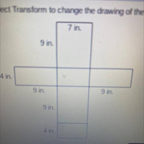 Select transform to change the drawing of the figure what is the combined area of the left and righ