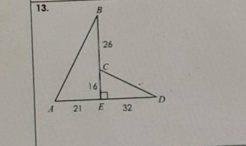 Topic: Similar Triangles

Determine whether the triangles are similar by AA ~, SSS ~, SAS~, or not