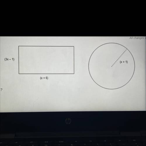 3. Given the following rectangle and circle, at what approximate value of x are the two areas equal
