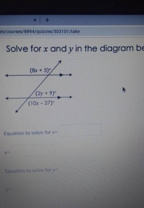 Solve for x and y In the diagram below​
