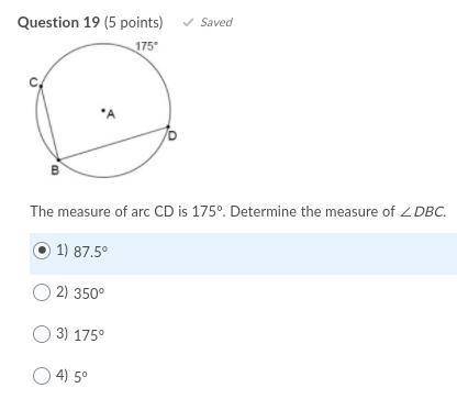 The measure of arc CD is 175°. Determine the measure of ∠DBC.