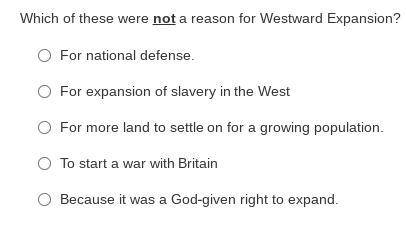 Which one of these were not a reason for Westward Expansion?