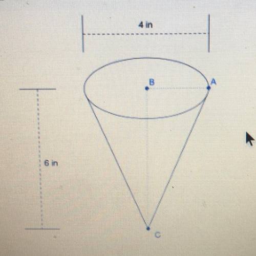 find the measure of the angle formed between the base of the cone in online statement represents th