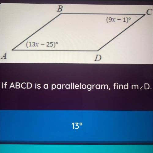 If ABCD is a parallelogram, find m