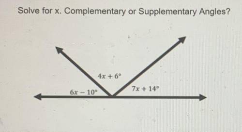 Solve for x. Complementary or Supplementary Angles?