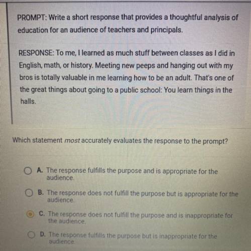 Which statement most accurately evaluates the response to the prompt?