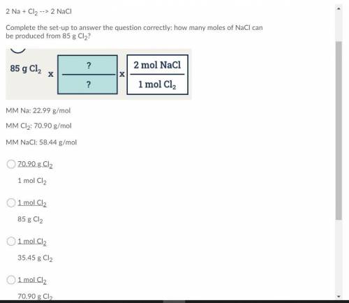 Complete the set-up to answer the question correctly: how many moles of NaCl can be produced from 8