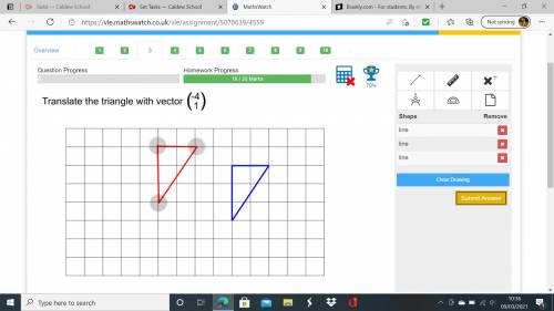 Translate the triangle with vector -4/1