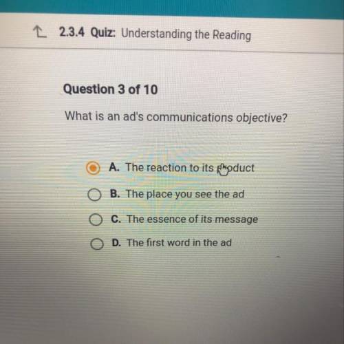 What is an ad's communications objective?
Please answer!!!