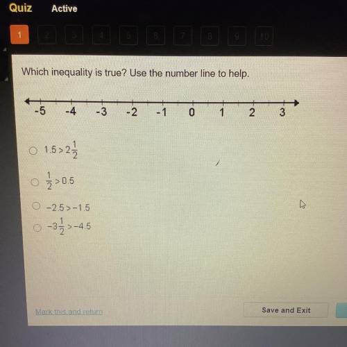 Which inequality is true? Use the number line to help.