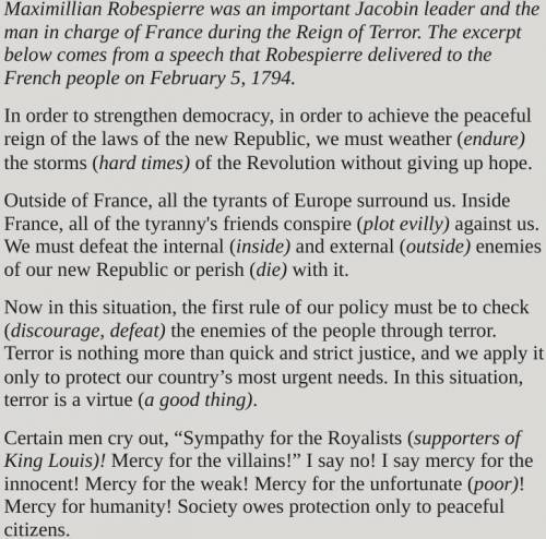 Does Robespierre sound reasonable in this speech? Why or why not? Use evidence from the document to