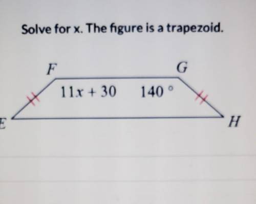 Solve for x. the figure is a trapezoid​