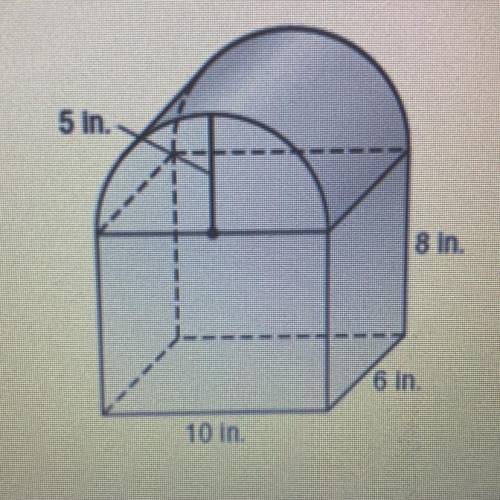 5 In.

8 In.
6 in.
10 In.
Find the volume of the composite figure. Round to the nearest tenth.
Ent
