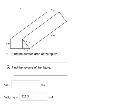 Can you please check over my answer for volume and help me with the surface area?