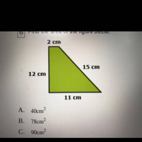 Find the area of the figure below:

A. 40cm^2
B. 78cm^2
C. 90cm^2
D. 186cm^2
HELP ME PLS ASAP PLS