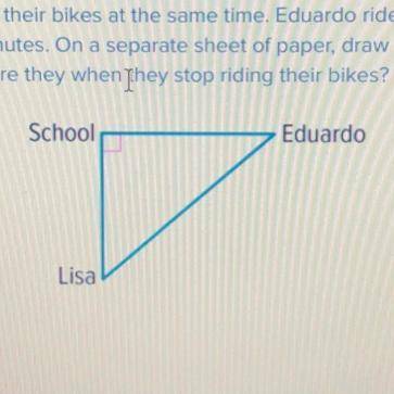 Eduardo and Lisa both leave school on their bikes at the same time. Eduardo rides due east at 18 mi