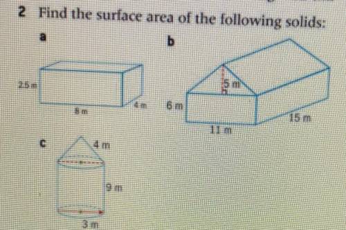 Find the surface area of the following solids:
