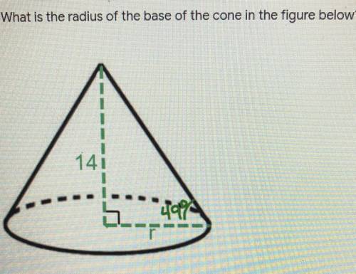 What is the radius of the base of the cone in the figure below?