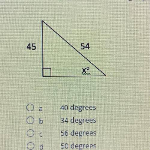 What is the measure of the missing angle of the triangle? Round your answer to the nearest degree.